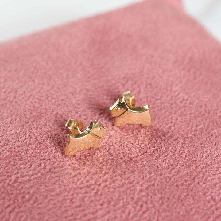 9ct Gold Scottie Dog Earrings for Girls