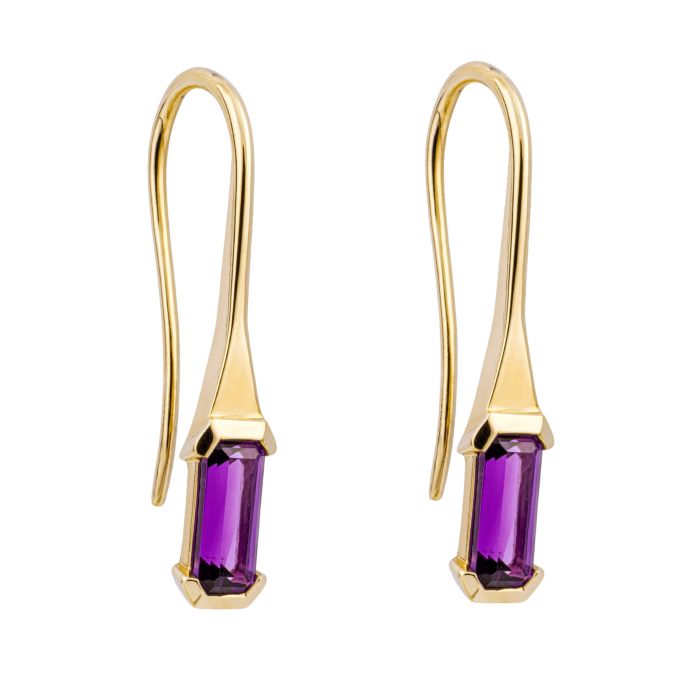 Gold Amethyst Elongated Earrings