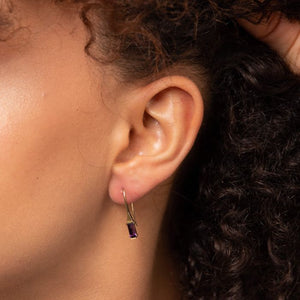 Gold Amethyst Elongated Earrings