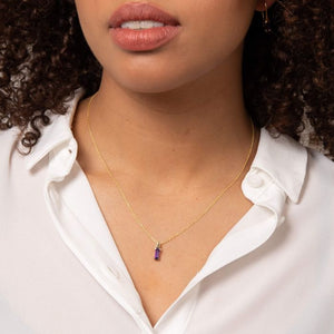 gold pendant with elongated amethyst - Carathea jewellers