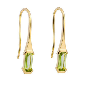 Gold Peridot Elongated Drop Earrings