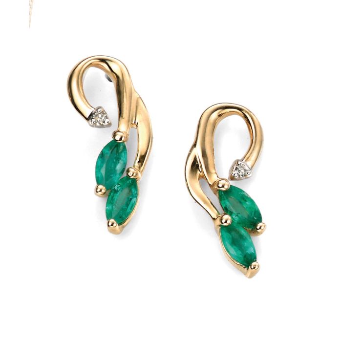 9ct gold emerald and diamond stud earrings - Carathea jewellers