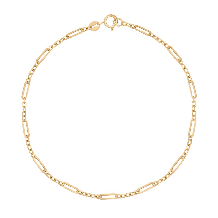 9ct yellow gold paperclip figaro bracelet - Carathea Jewellers