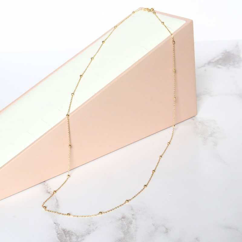 gold find trace and bead station necklace - Carathea jewellers