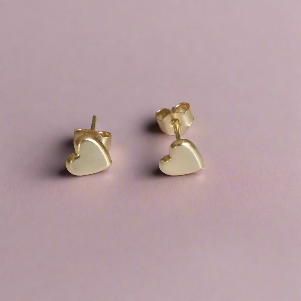 gold heart stud earrings - Carathea jewellers