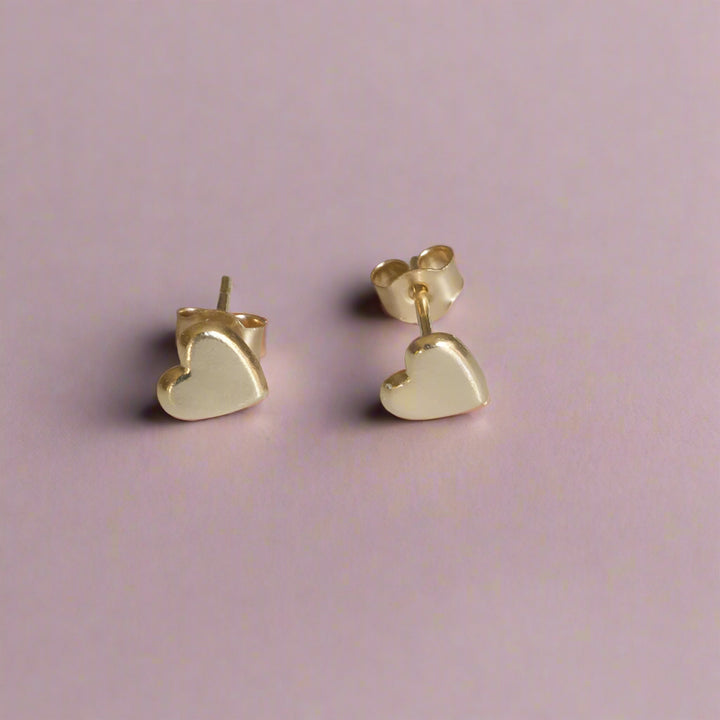 gold heart stud earrings - Carathea jewellers