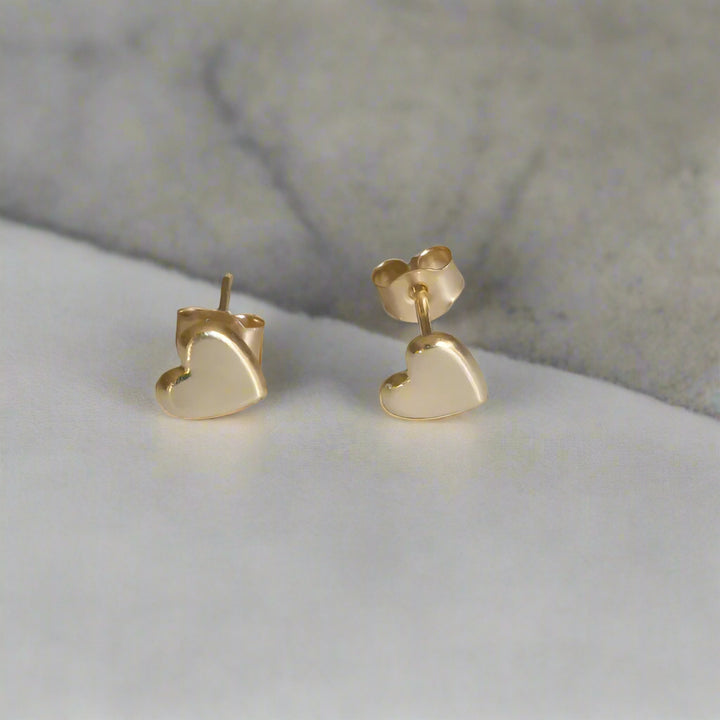 9ct Solid Gold Heart Stud Earrings