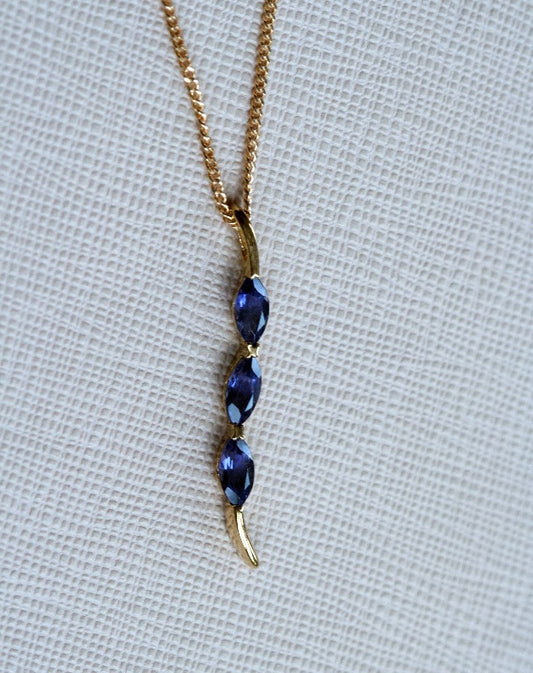 gold iolite wave pendant - Carathea