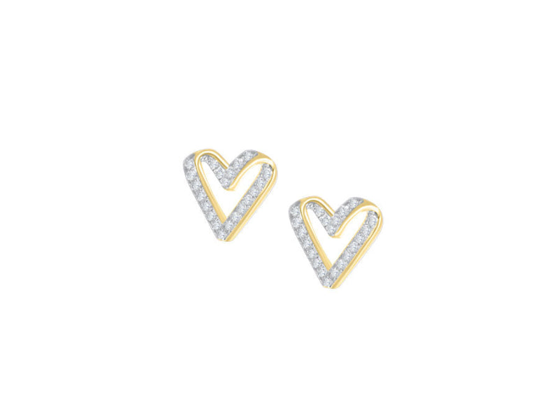 gold diamond open heart stud earrings | Carathea jewellers