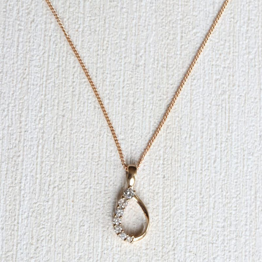 9ct Gold and Diamond Open Teardrop Pendant