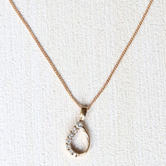 9ct Gold and Diamond Open Teardrop Pendant