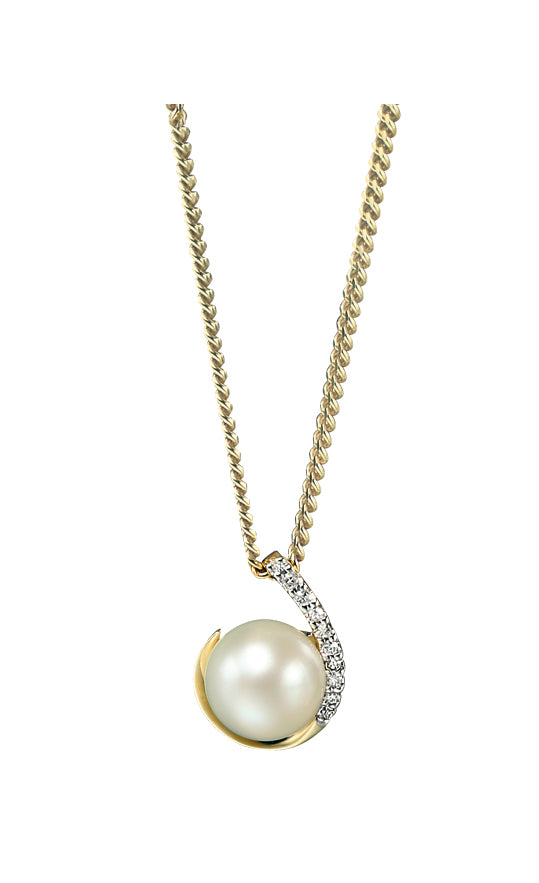 gold pearl pendant with diamond loop - Carathea jewellers