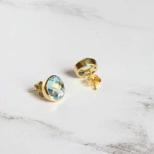 Gold Vermeil Faceted Blue Topaz Stud Earrings