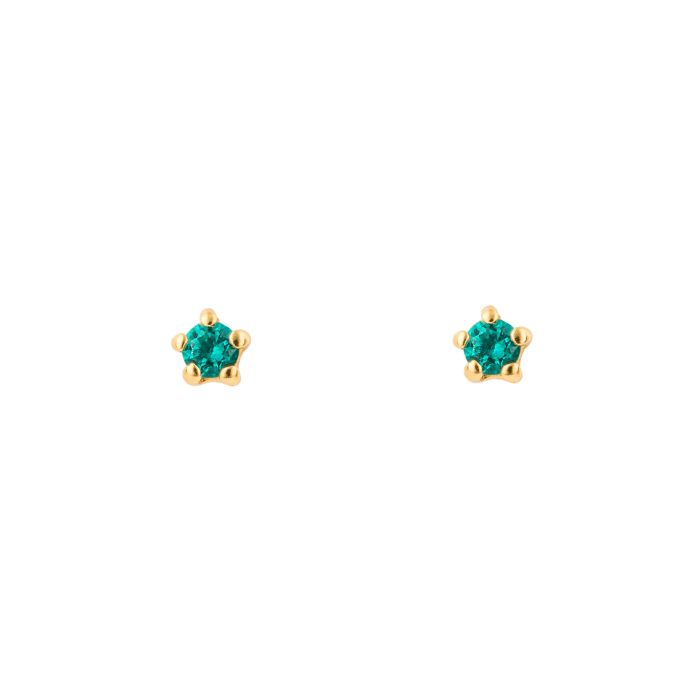 tiny gold plated silver green crysal earrings