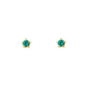 tiny gold plated silver green crysal earrings