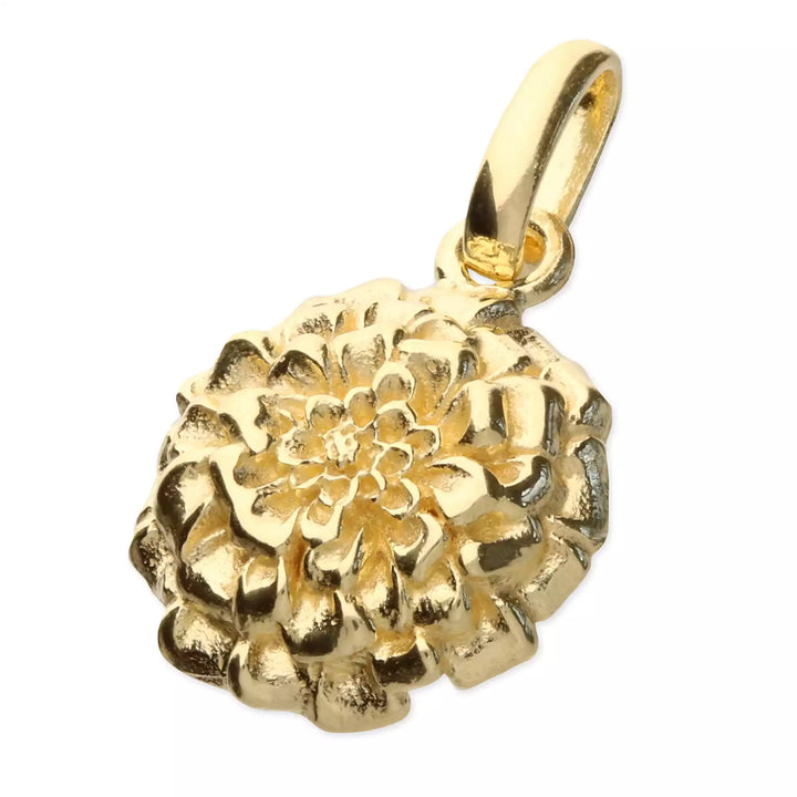 gold plated silver marigold flower pendant - Carathea jewellers