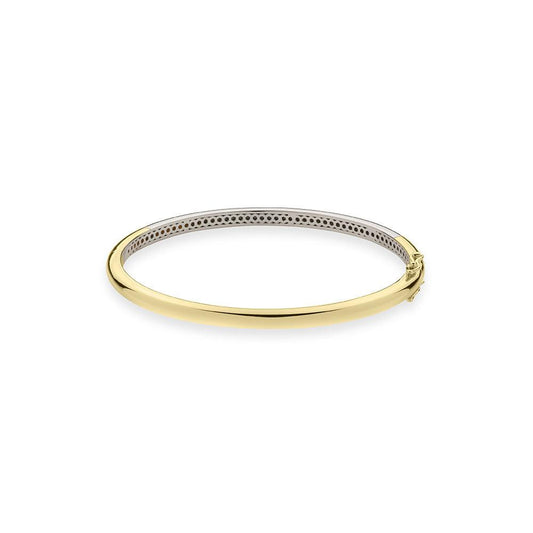 gold plated silver oval shaped bangle - Carathea jewellers