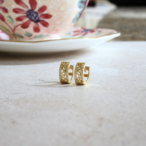 Gold on Silver Huggie Earrings with CZ-Set Edges