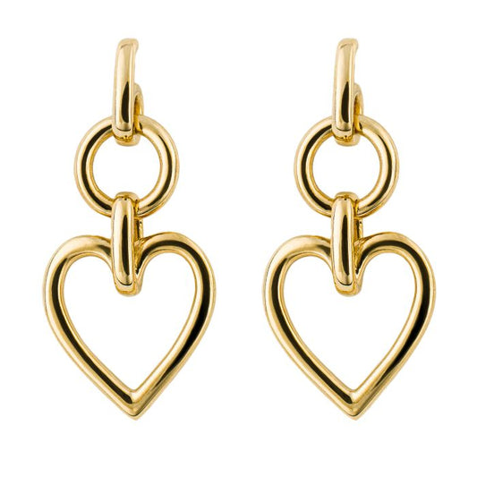 gold plated silver open heart drop earrings- Carathea jewellery