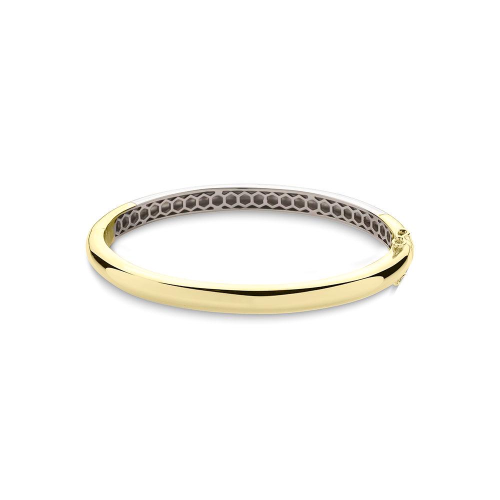 Gold Plated Silver Polished Bangle for Ladies 6mm Diameter