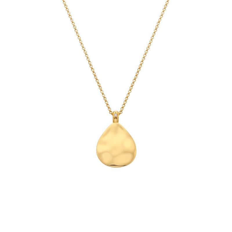 gold plated silver teardrop rippled pendant - Carathea jewellers