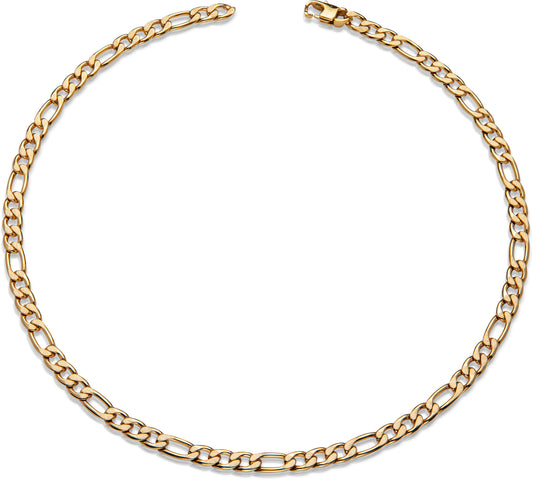 men's gold plated stainless steel figaro chain necklace - Carathea jewellers