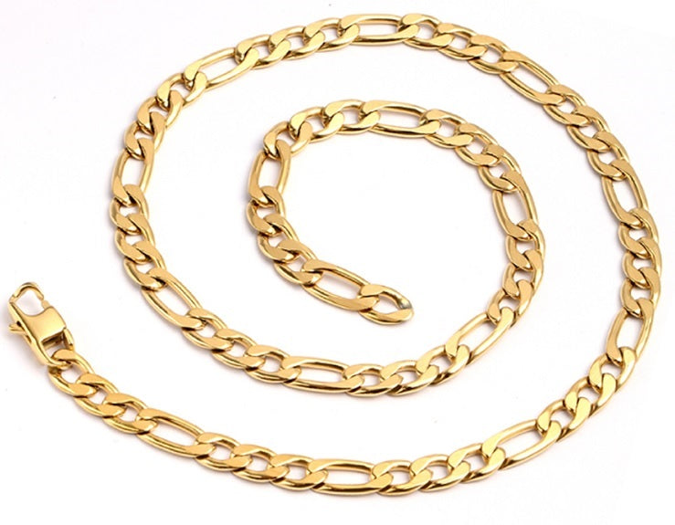 men's gold plated stainless steel figaro chain necklace - Carathea jewellers