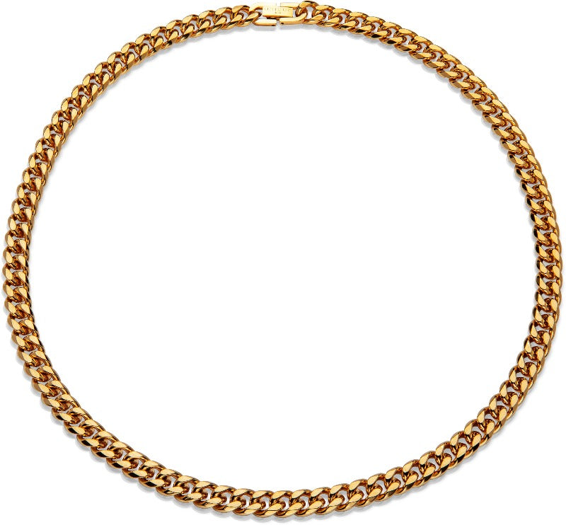 gold plated stainless steel men's curb chain - Carathea