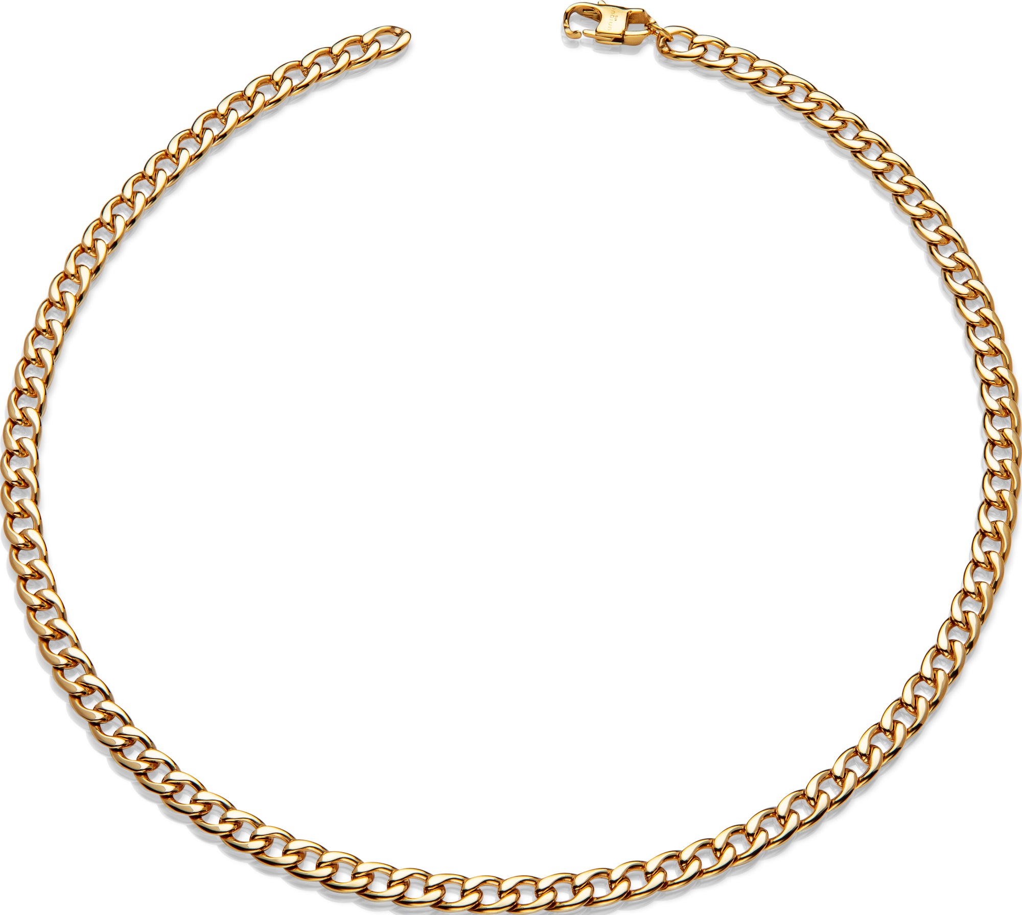 Gold plated stainless steel curb link necklace for men - carathea jewellers