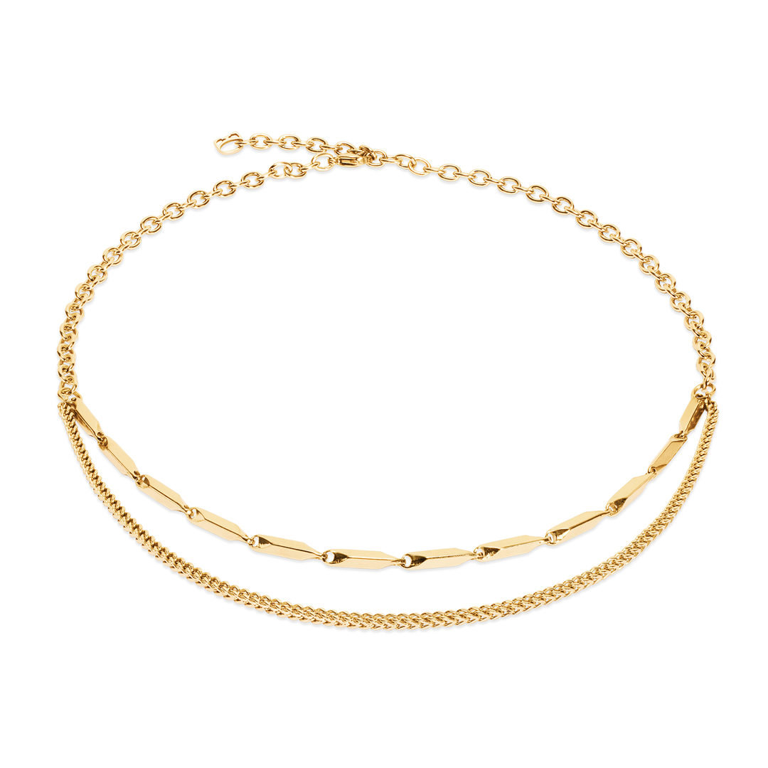 double necklace in gold-plated steel - Carathea jewellers