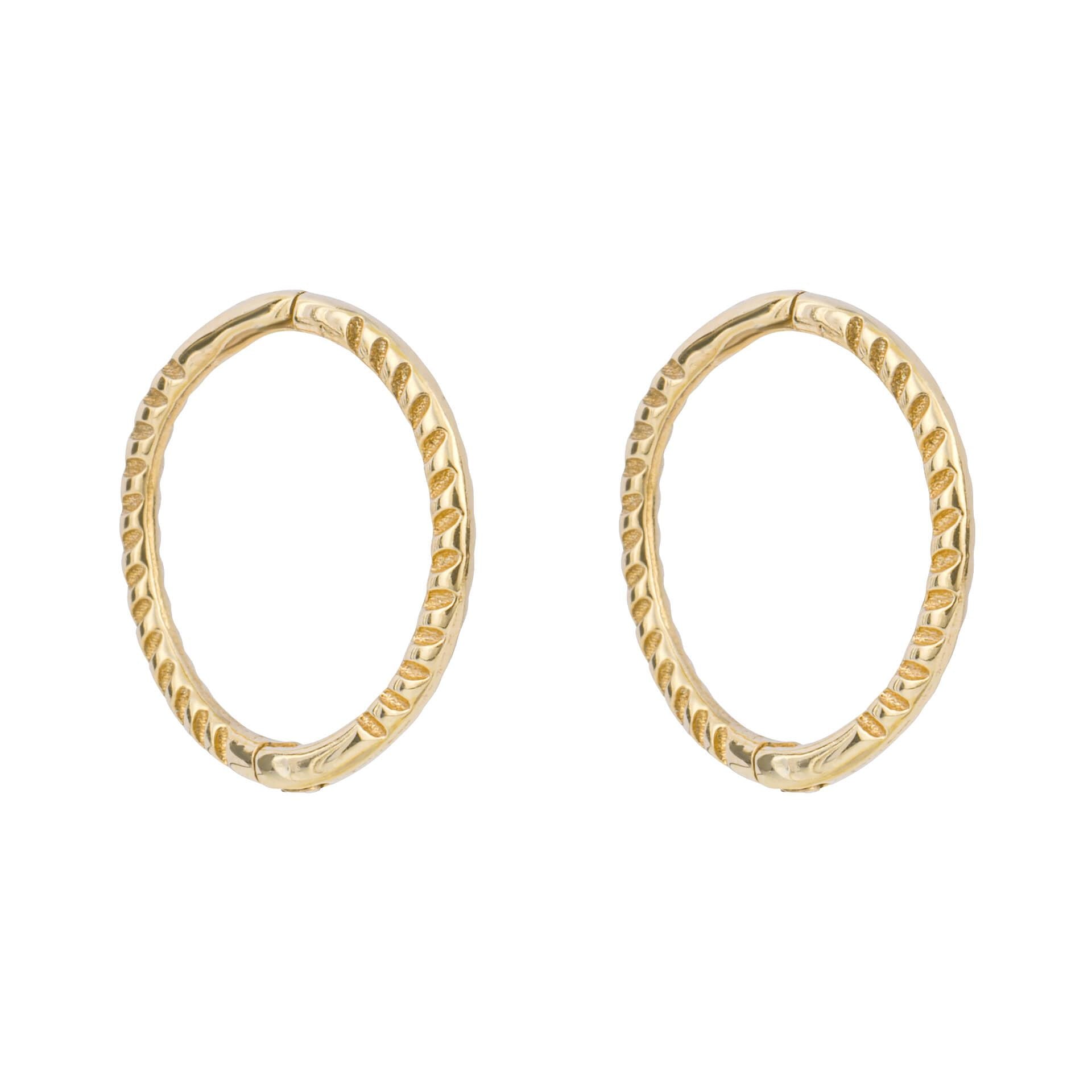 small gold rope effect huggies - Carathea jewellers