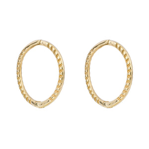 small gold rope effect huggies - Carathea jewellers