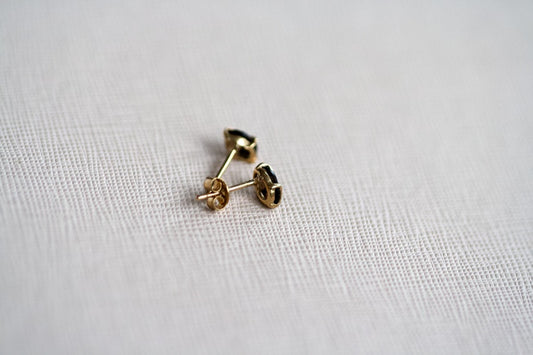 gold smokey quartz stud earrings - Carathea