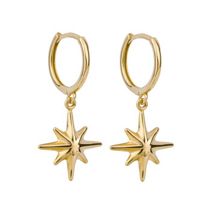 9ct Gold Starbust Hoop Earrings