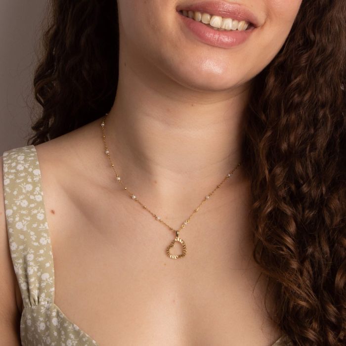 gold station necklet with freshwater pearls - Carathea jewellers