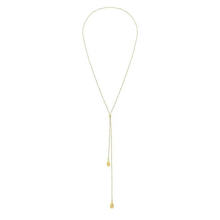 Organic Teardrop Lariat Necklace in 9ct Gold - Necklaces & Pendants at Carathea