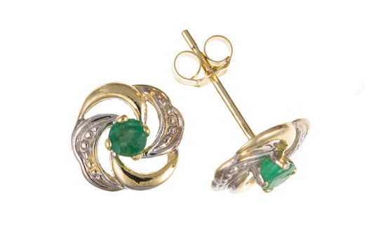 gold stud earrings with emerald - Carathea jewellers