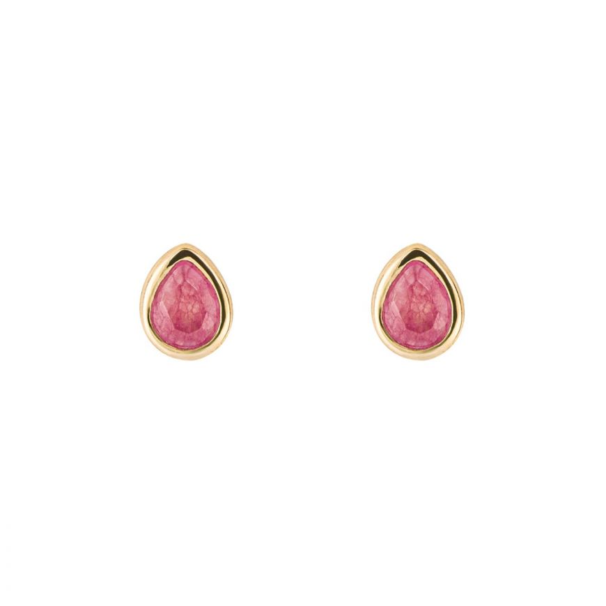 gold vermeil pink quartz Teardrop earrings | Carathea