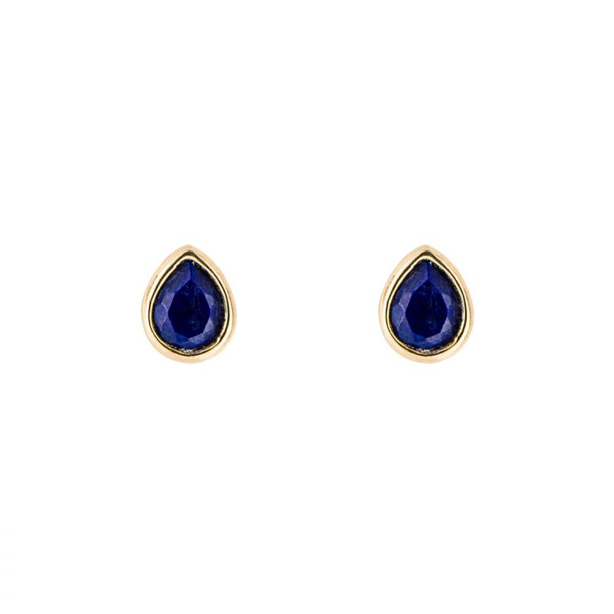 Gold vermeil lapis lazuli teardrop birthstone earrings | Carathea