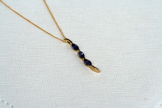 gold iolite wave pendant - Carathea