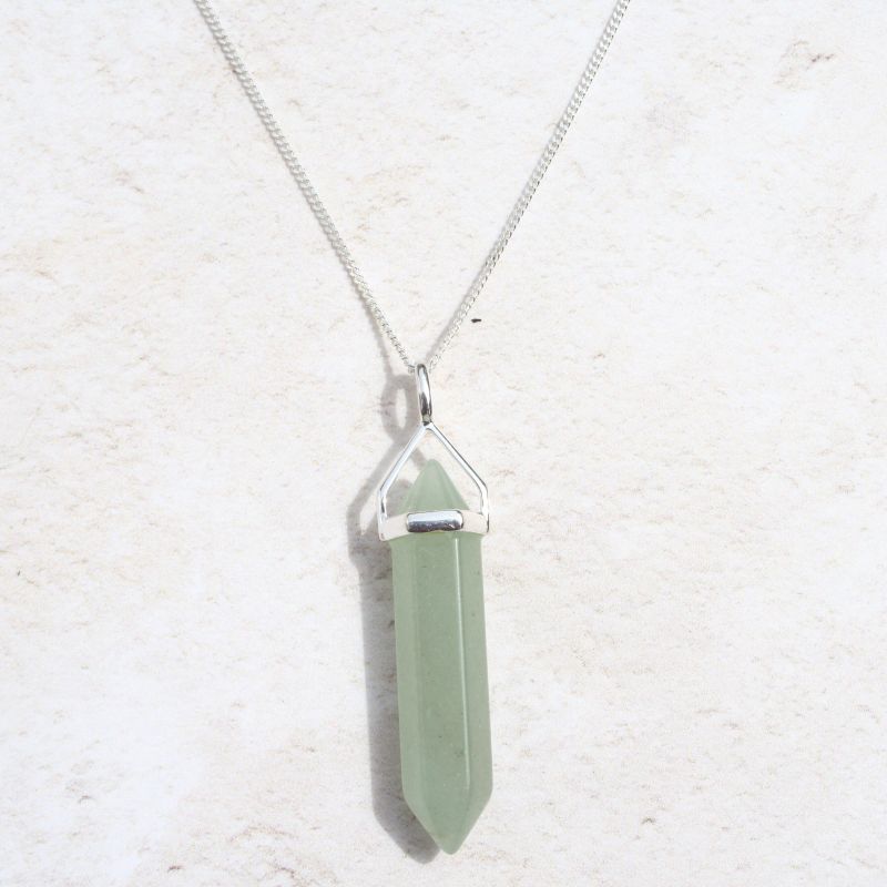 green aventurine point pendant in silver - Carathea