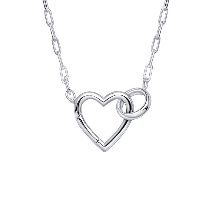 silver heart and circle connecting necklace - Carathea