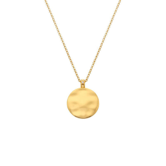 gold plated silver circle rippled pendant - Carathea jewellers