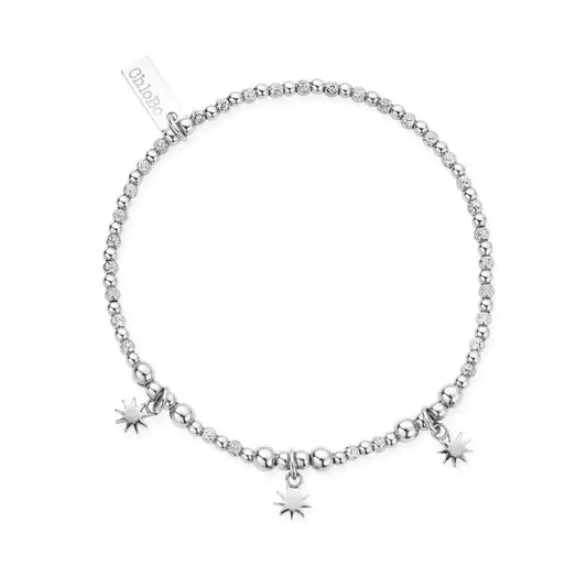 Silver beaded bracelet with sun charms -Carathea