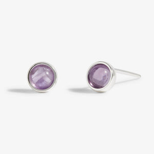 silver plated stud earrings with Amethyst - Carathea
