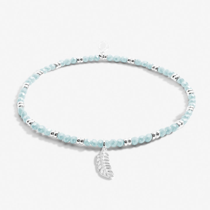 Joma Boho Beads Feather Bracelet in Blue and Silver