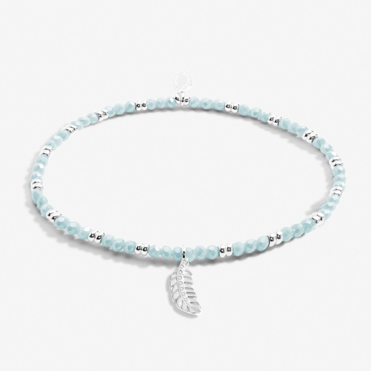 Joma Boho Beads Feather Bracelet in Blue and Silver