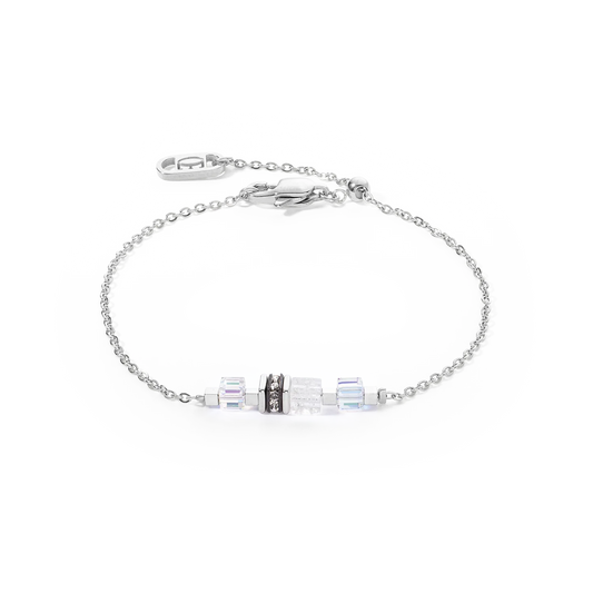 ladies bracelet with white cubes and crystal - Carathea jewellers