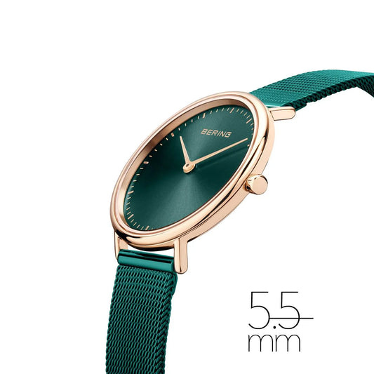 Ladies Rose Gold and Green Bering Watch 15729-868