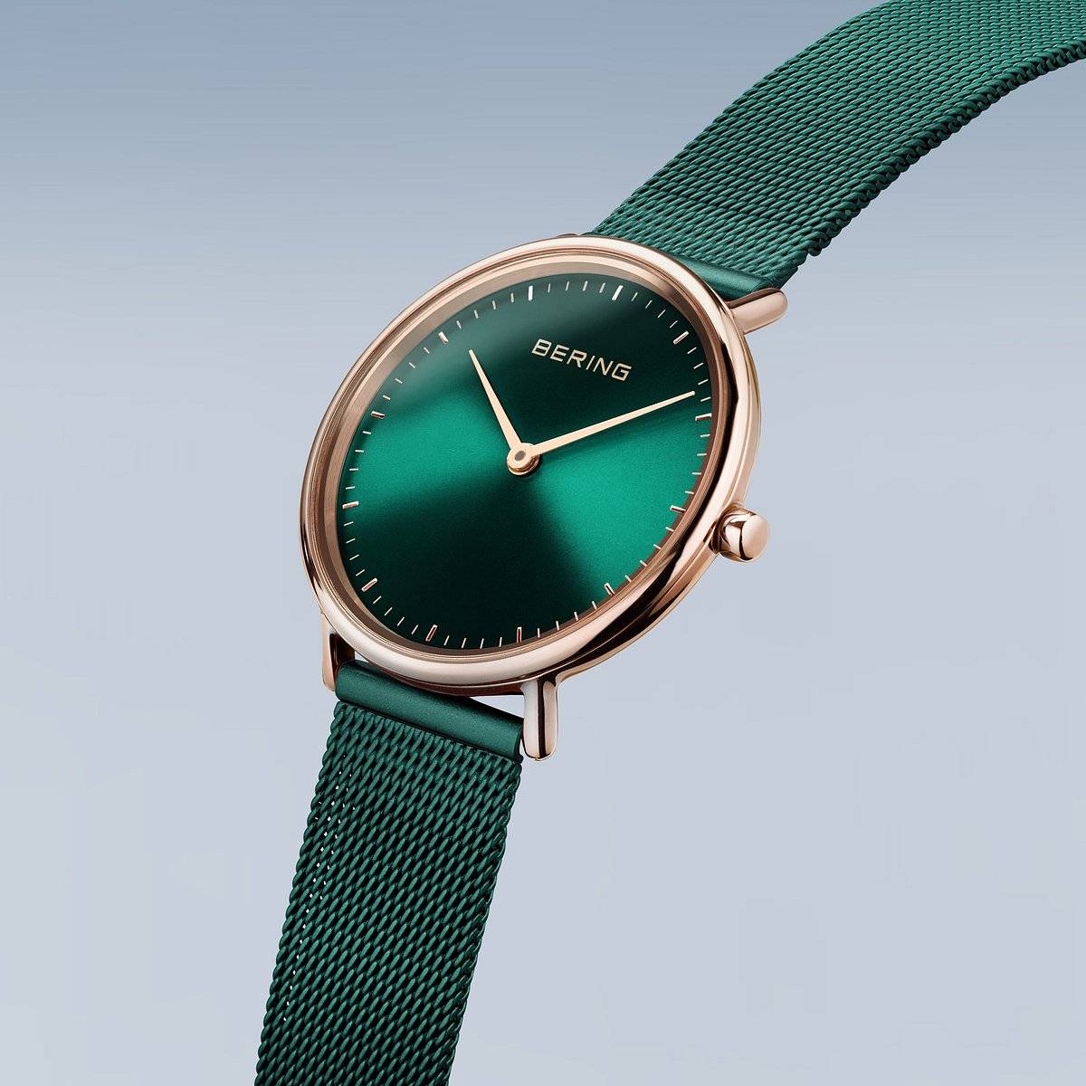 Ladies Rose Gold and Green Bering Watch 15729-868